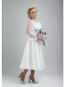 Ivory Short Satin Dotted Tulle Wedding Dress